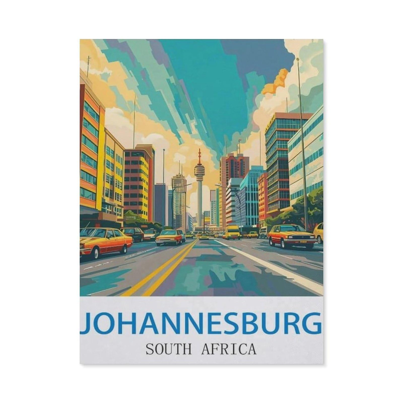 Beayodkp （50 X 60 Cm/19.68 X 23.62 Inches） 5D Diamond Painting Set For Adults And Children，Johannesburg South Africa，Diy Diamond Crystal Rhinestone Embroidery Painting-Ci72