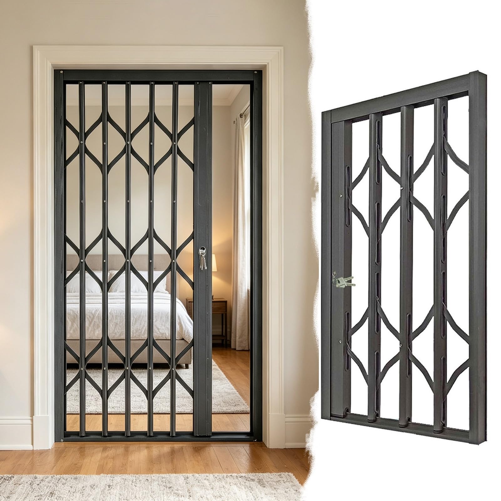 Fenstergitter Einbruchschutz Sicherheitsgitter Türen Fenster Einbruchschutz, Sicherheitsgitter Außen Innenbereiche Notausgang, Metallschiebetore 80 90 100 120 150 160 180 200 210cm