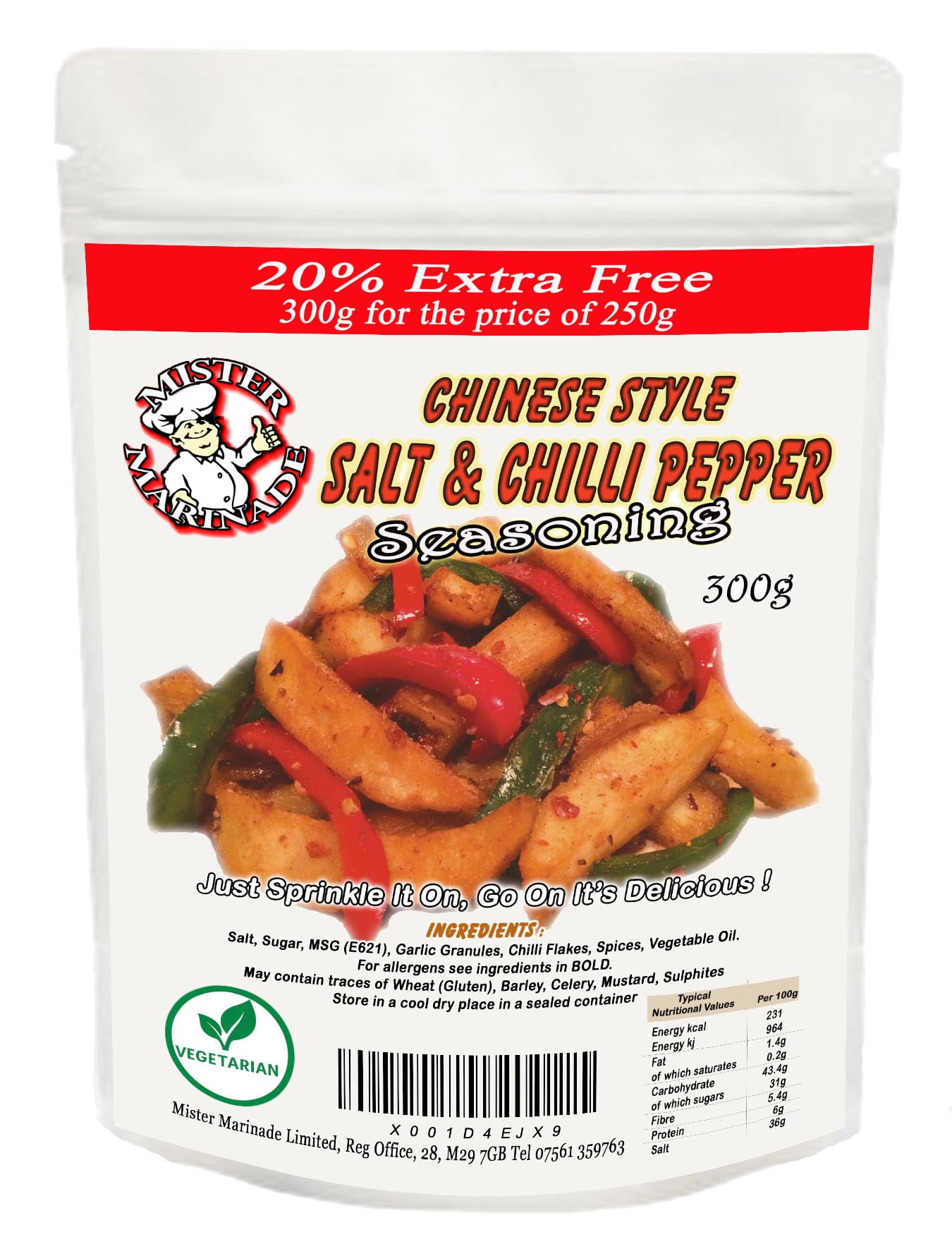 Mister Marinade Salt & Pepper Seasoning 300g Sachet (20% Extra Free)
