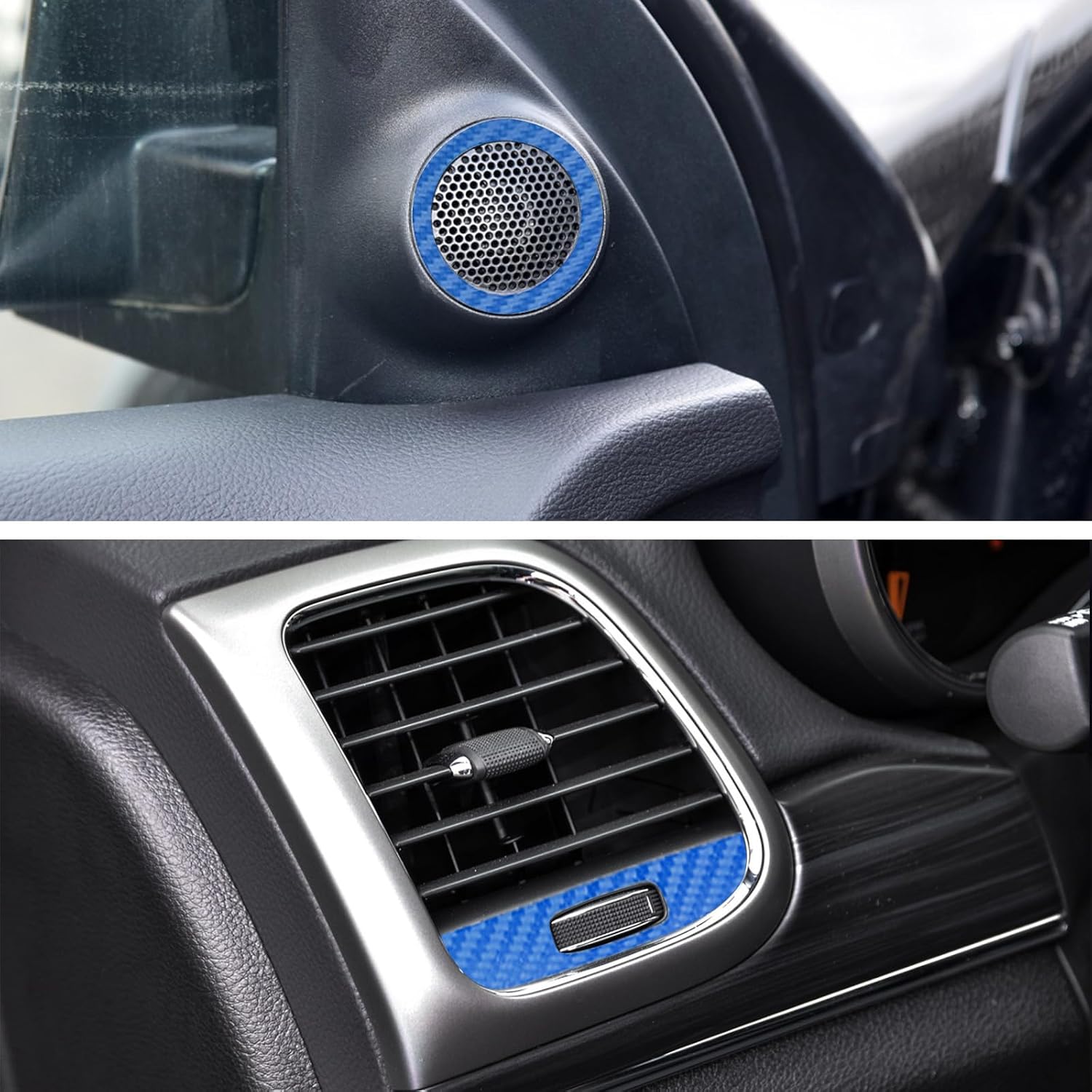 YAMUDA Compatible with Decorative Interior Protection Carbon Fiber Sticker for SUV Grand Cherokee 2014 2015 2016 2017 2018 2019 2020 2021 (Blue 43pcs)
