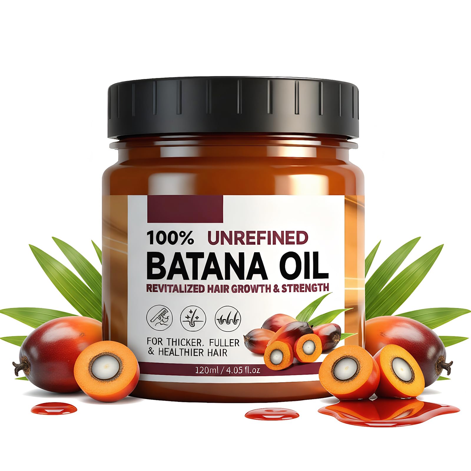 Huile De Batana Brute Pour La Croissance De La Des Cheveux,Huile De Batana Pour Cheveux,Capillaire Naturelle Contre La,Soin Nourrissant Et Revitalisant Pour Cheveuxs Secs Et Abîmés,Unisexe,120 Ml