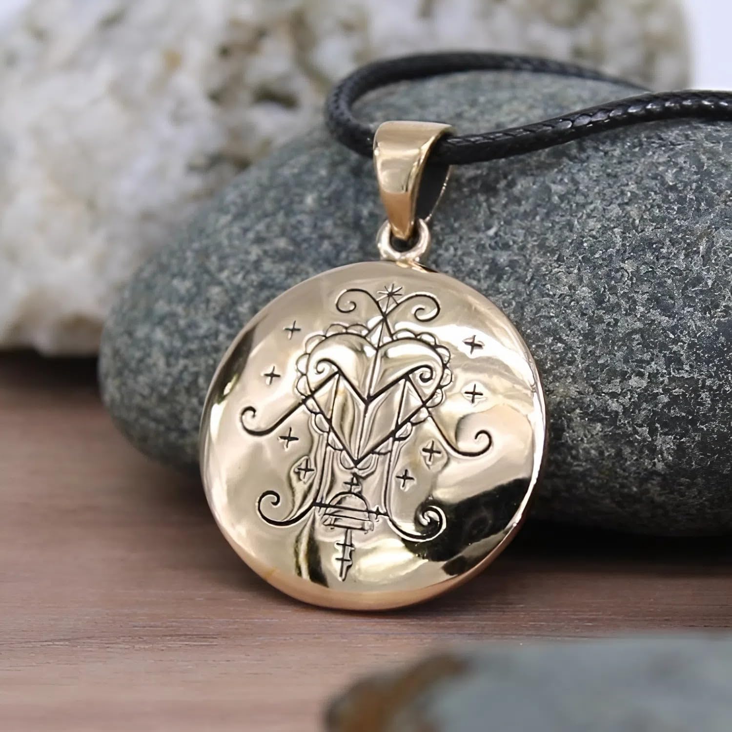 Moonlight Mysteries Bronze Ezili Freda Voodoo Loa Veve Symbol Pendant Necklace