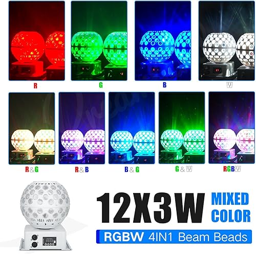 Miniatura 5 de Dreamland Luz de haz de cabeza móvil LED RGBW Rotación Cabeza móvil Disco Luz DJ Luces DMX 512 con sonido activado para iluminación de escenario