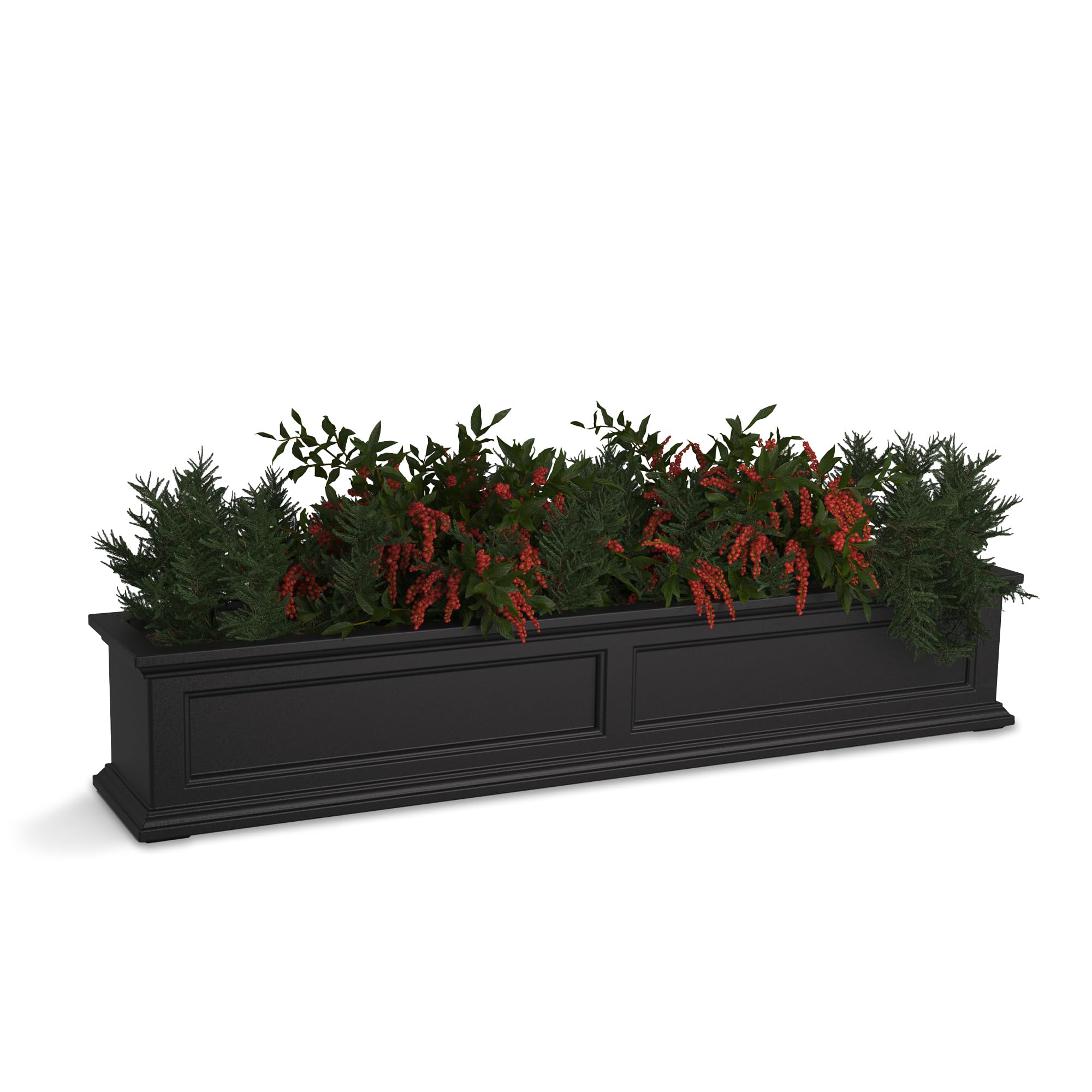 Mayne Fairfield 60in Self-Watering Rectangular Window Box Planter, Black