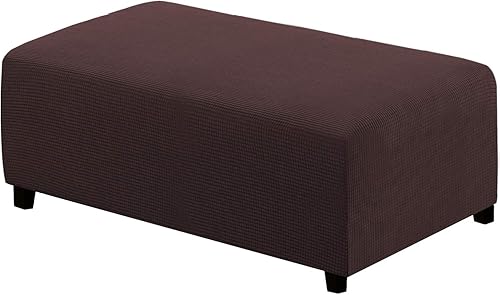 Vista 222 de H.VERSAILTEX Funda otomana elástica, funda otomana redonda, cubierta de almacenamiento otomana, funda protectora de muebles para reposapiés, ajuste