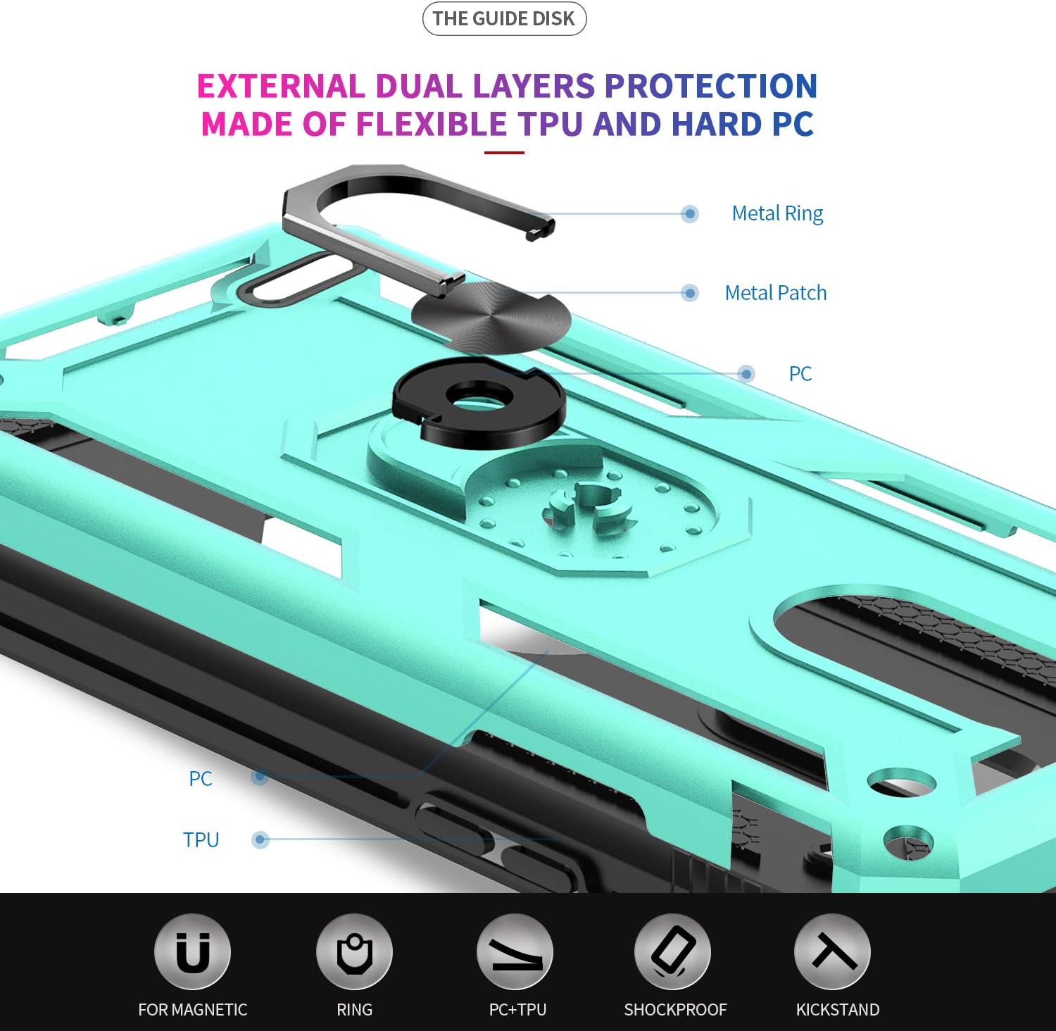 LeYi Compatible for LG Tribute Empire Case, LG Aristo 3/Aristo 2/Rebel 4 LTE/Aristo 2 Plus/Phoenix 4/Tribute Dynasty/Zone 4 Phone Cases with HD Screen Protector with Kickstand, Mint