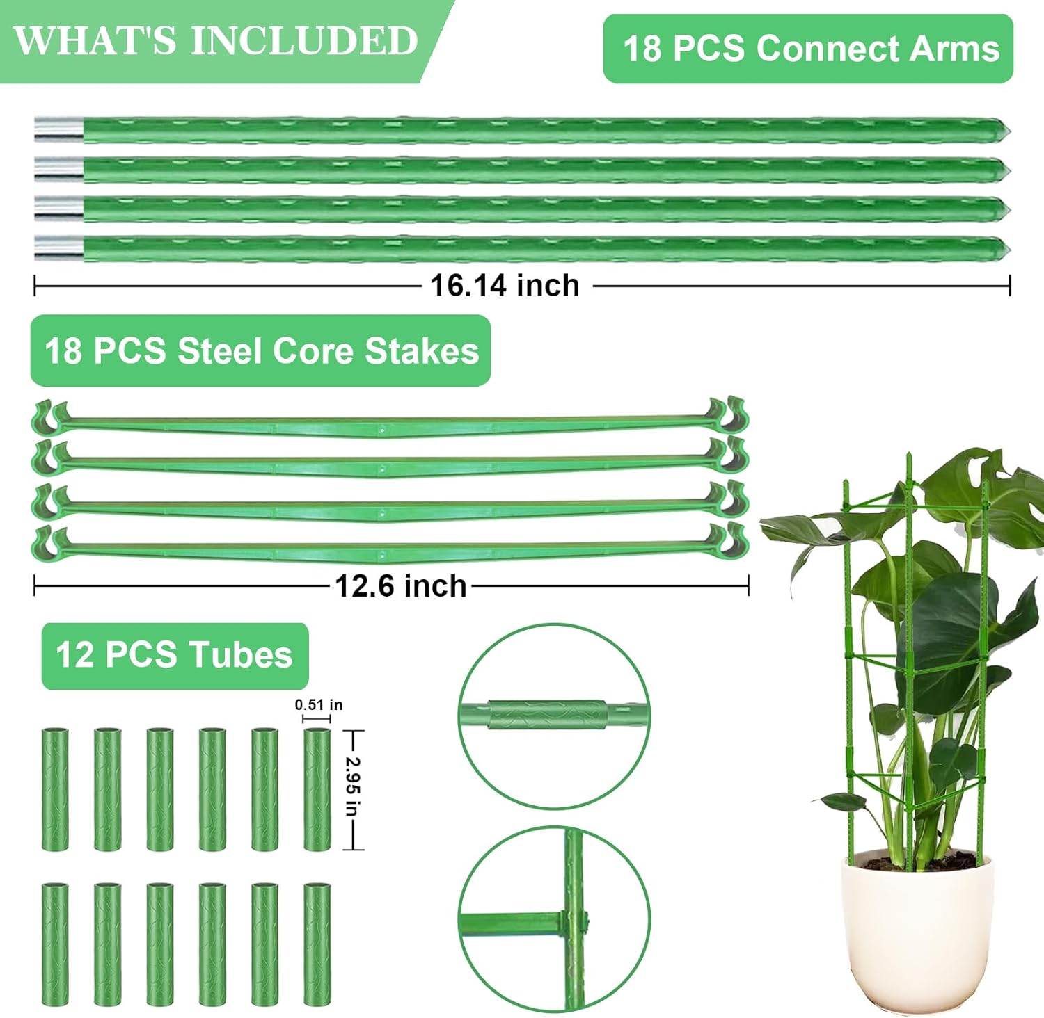 Tomato Cage for Garden Plant Support – 4ft 2-Pack, Multifunctional Plant Cages Trellis Stake, Up to 48inch Cucumber Trellis Tomato Cages for Garden Climbing Plants Flowers