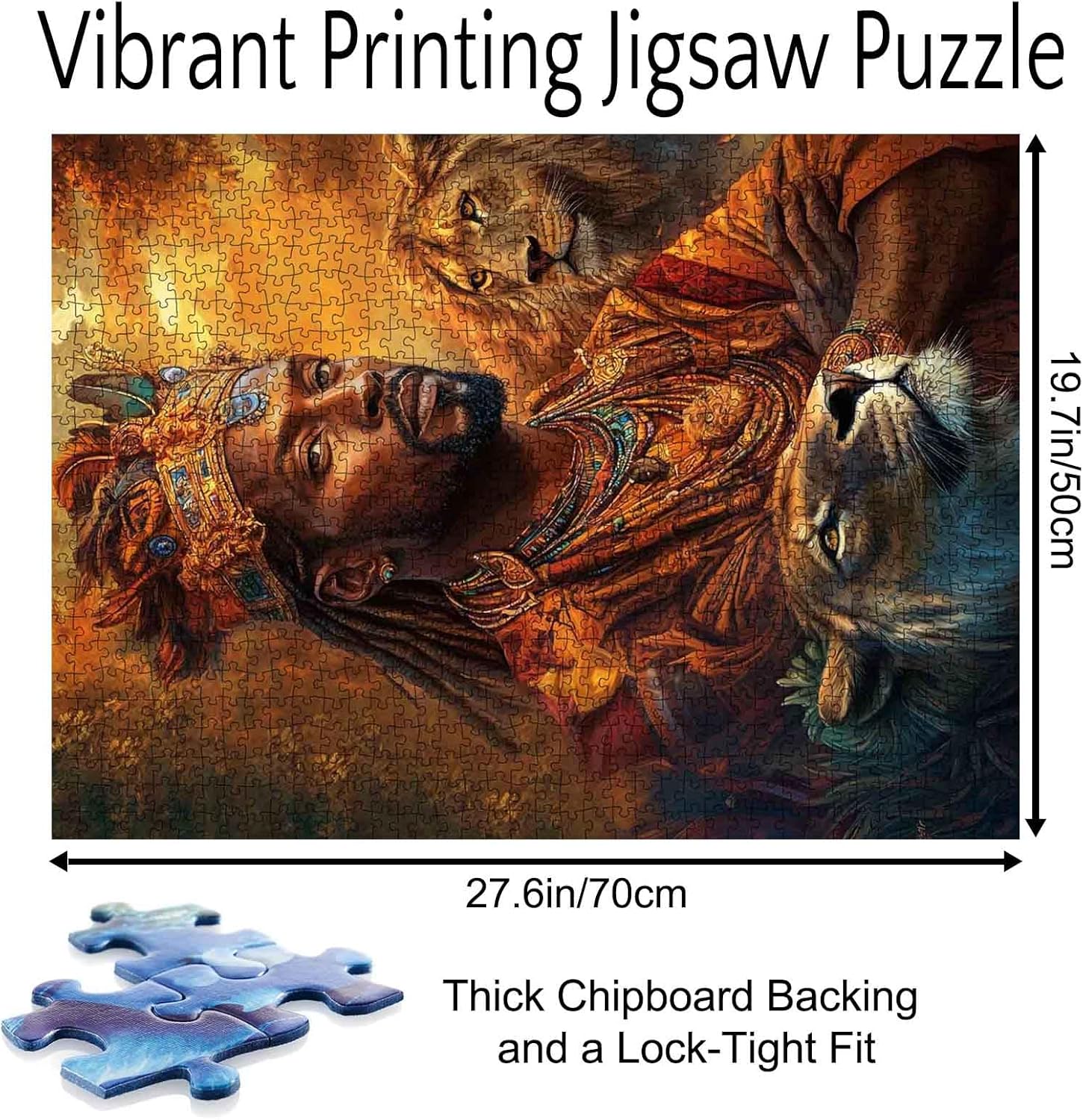 1000 Piece Jigsaw Puzzles for Adults African American King Jigsaw Puzzle Animal Lion 1000 Pieces Puzzles Game Africa Black Man Wall Decor Black King DIY Craft Puzzle Art African American Male Gift