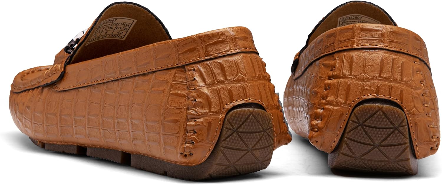Jousen Mens Crocodile Print Loafers Slip-On Dress Shoes