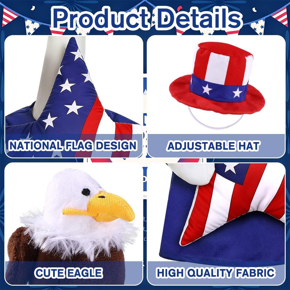 Celltestria 4th of July Goose Outfits for 23" Geese Patriotic Stars Eagle Porch Goose Costume Independence Day Goose Clothes for USA 250th Anniversary Outdoor Patio Yard Lawn Garden Decoration