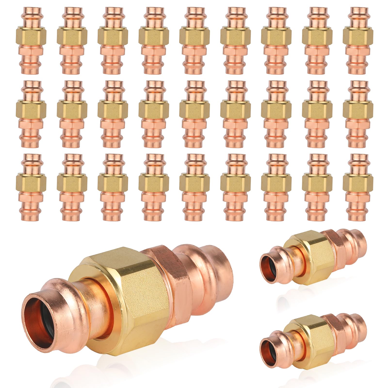 (Paquete de 30) Conectores de unión de Cobre a presión GUOFIS, Acoplamiento de presión de 1", Acoplamiento de Cobre de unión LF a presión (PRESS070-30Pack)