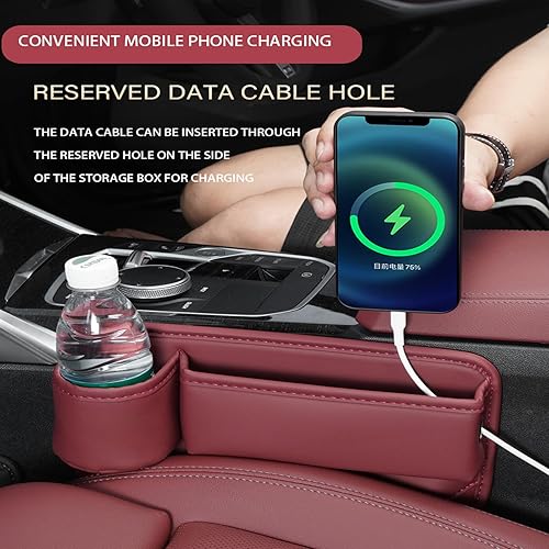 Miniatura 3 de Organizador de relleno para asiento de automóvil, caja de almacenamiento universal para espacio de asiento 2024, soporte de taza de cuero para