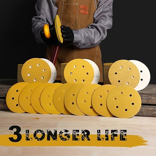 Miniatura 5 de Keeimp Discos de lijado de 6 pulgadas con gancho y bucle, papel de lija de grano 220 para lijadora orbital, profesional para automoción y