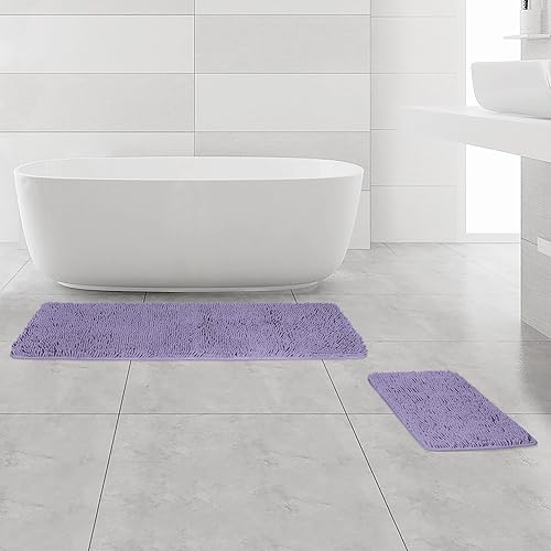 Miniatura 205 de Yeaban Alfombras de baño gris oscuro – Gruesas alfombras de baño de chenilla | Alfombras de baño absorbentes y lavables antideslizantes, alfombras