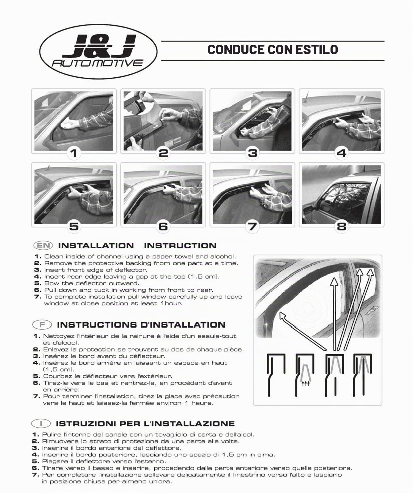 J&J AUTOMOTIVE Deflectores de viento y lluvia para Duster II desde 2018, 4 piezas, Heko Oscuro