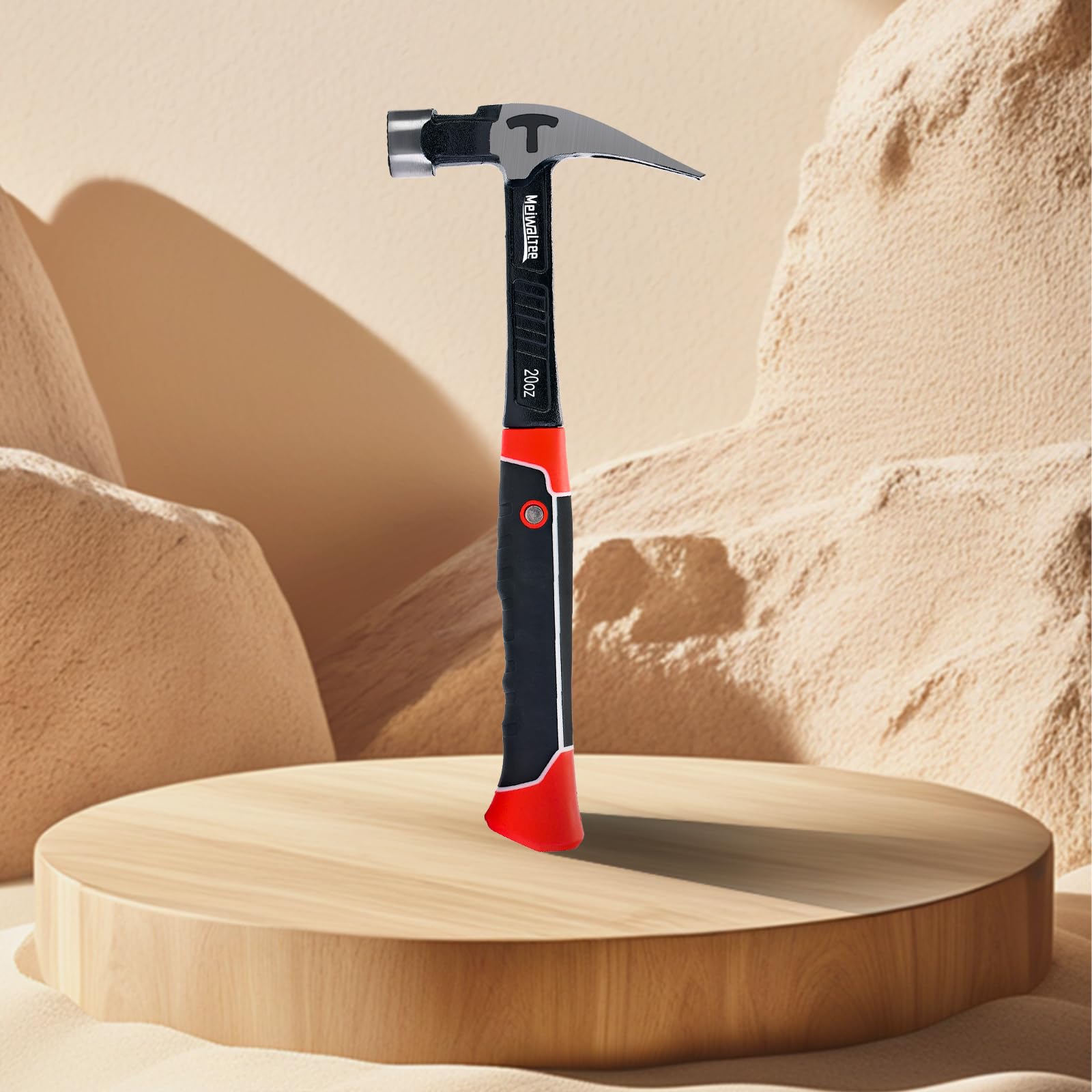 Martillo de Carpintero Recto con Soporte Magnético Para Clavos, Superficie Fresada y Mango que Absorbe los Golpes, Martillo de Garra con Forma Ergonómica-850 g de Peso