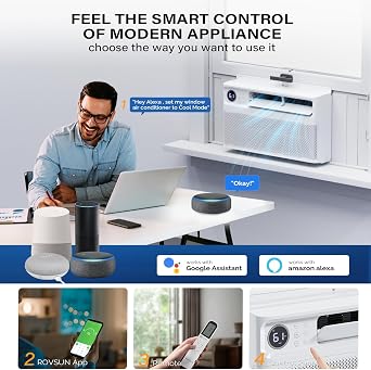 ROVSUN 8000 BTU Inverter Window Air Conditioner with WiFi, Energy-Star Window AC Unit with Remote & App Control, Ultra Quiet Design & Easy Install Kit, Work with Alexa/Google Assistant, 115V/60Hz