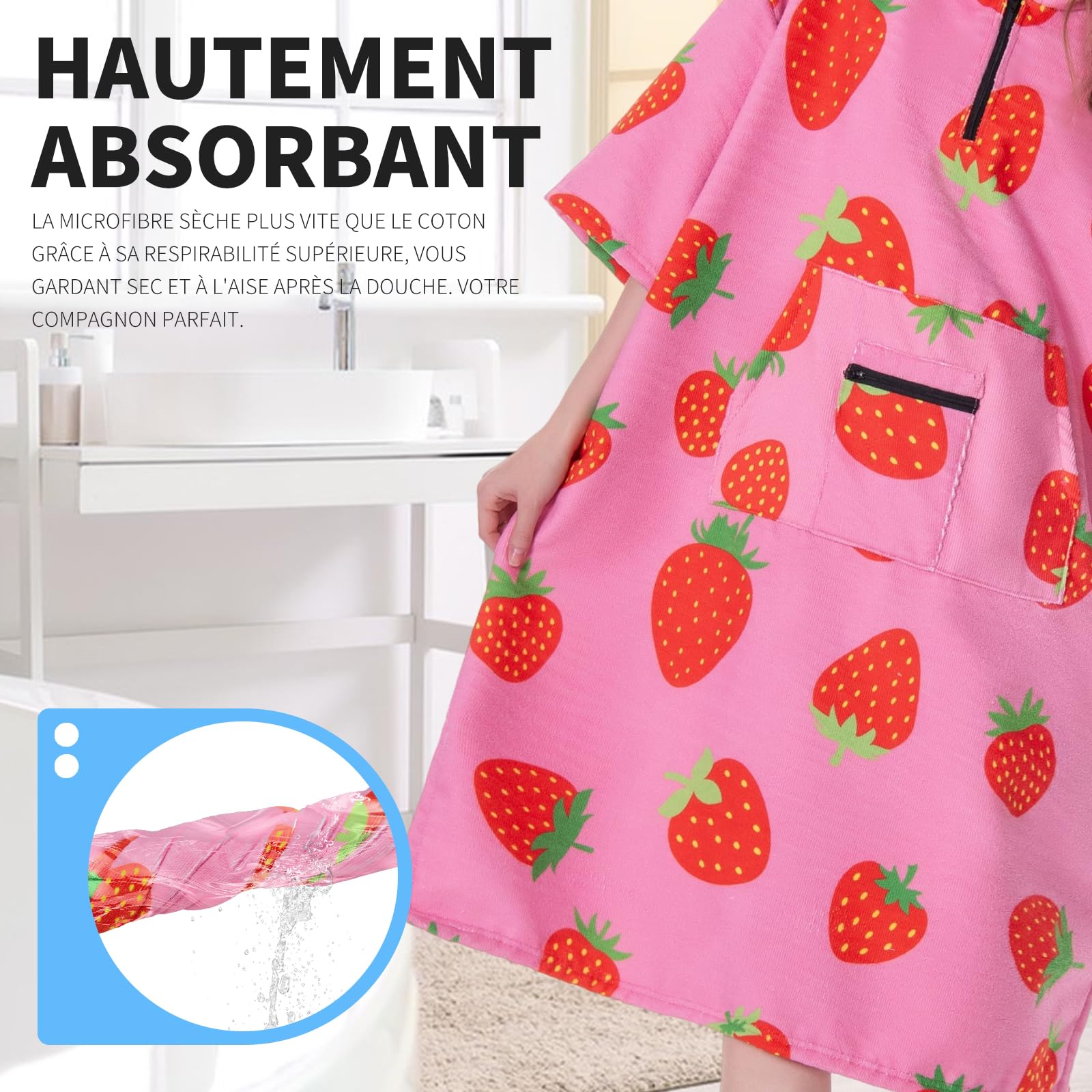 OLAOLA Poncho de Surf Adulte Serviette Bain Capuche Poche Séchage Rapide Plage Femmes Hommes