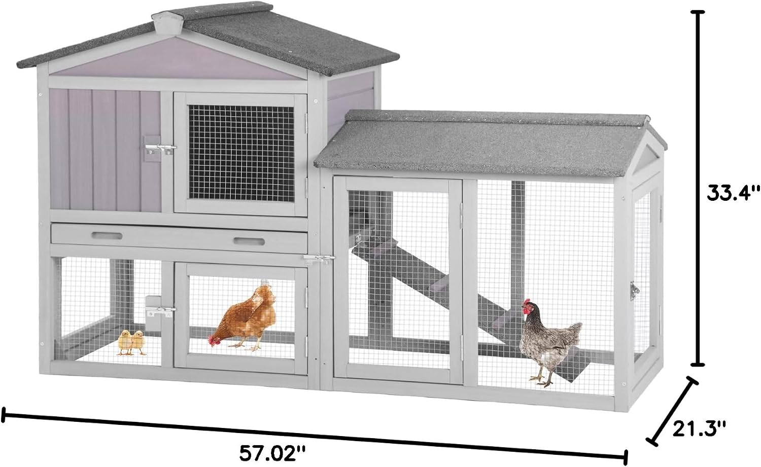 GUTINNEEN Chicken Coop Hen House with Run Outdoor Rabbit Cage Indoor Bunny Hutch with Waterproof Roof Poultry Cage,Rabbit Hutch with No Leakage Pull Out Tray