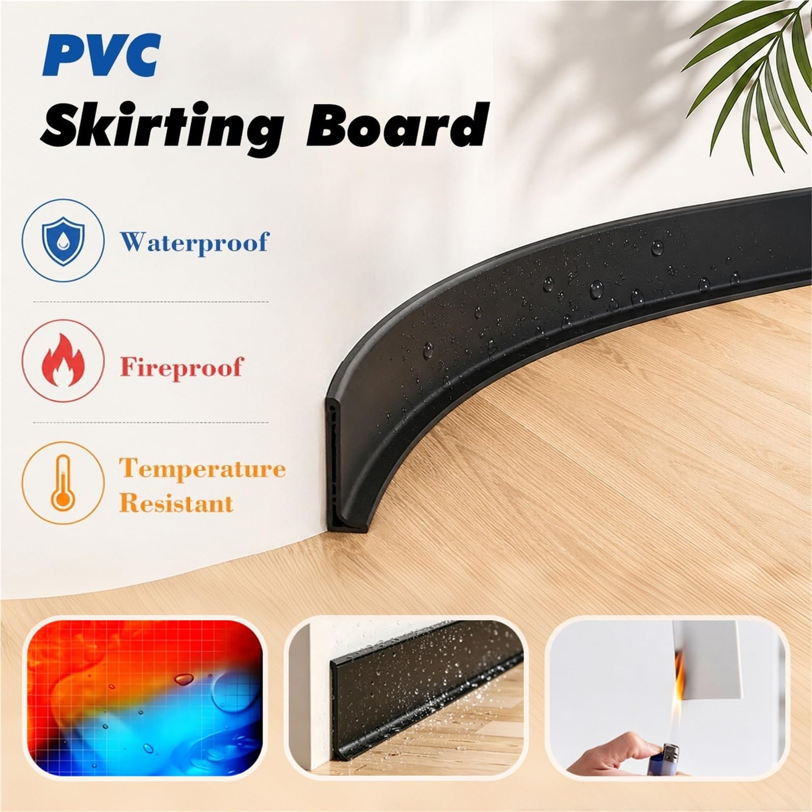 Elastyczne Listwy Przypodłogowe Z PCV Dekoracje Ścienne | Obieraj I Przyklejaj, Przedpokój Salon Restauracja Dekoracja Domu, Panele Boazeryjne(B,H 10cm/3.9in L 450cm/177.2in)