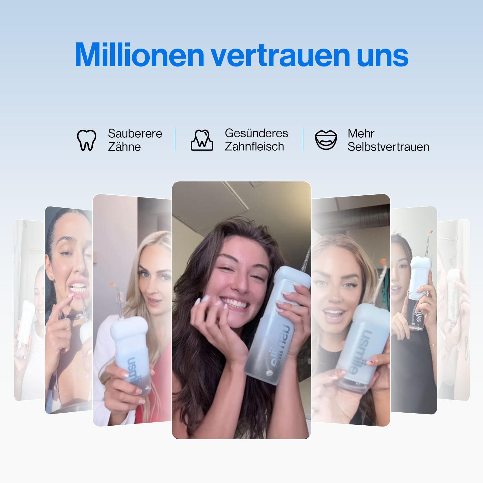 usmile C10 Tragbare Munddusche – 95 Tage Akkulaufzeit, 4 Reinigungsmodi, 180 ml Tank, IPX7 Wasserdicht, Ideal für Reisen, Zahnspangen, Implantate & Empfindliches Zahnfleisch (Blau)