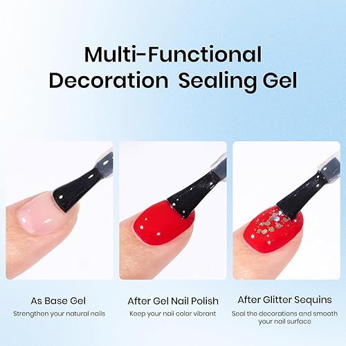 Miniatura 5 de Beetles - Capa superior de gel para polvo de uñas cromado y gel de sellado decorativo, 2 unidades de acabado brillante y pegamento de gel de uñas de