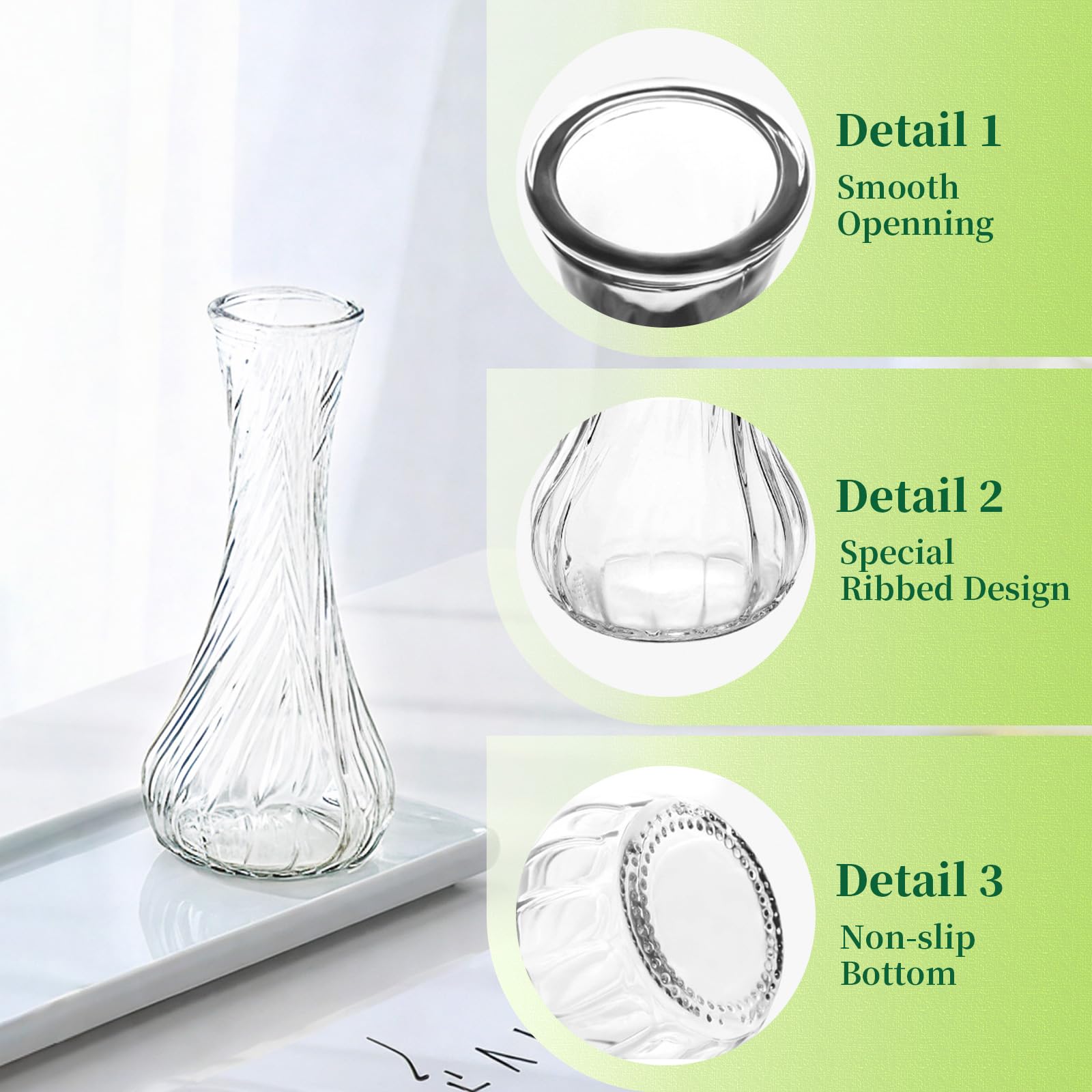 Serene Spaces Living - Set di 6 vasi in vetro trasparente, ideali per tavolini in occasione di matrimoni, eventi, misure 15,9 cm di altezza e 5,1 cm di diametro