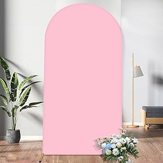 Spandex Fitted Arch Backdrop Cover Chiara Arch Cover Backdrop Fabric,2-Sided Wedding Arch Cover for Wedding Ceremony Birthday Party Baby Shower Banquet Decoration(Pink, 4 x 7.2 ft)