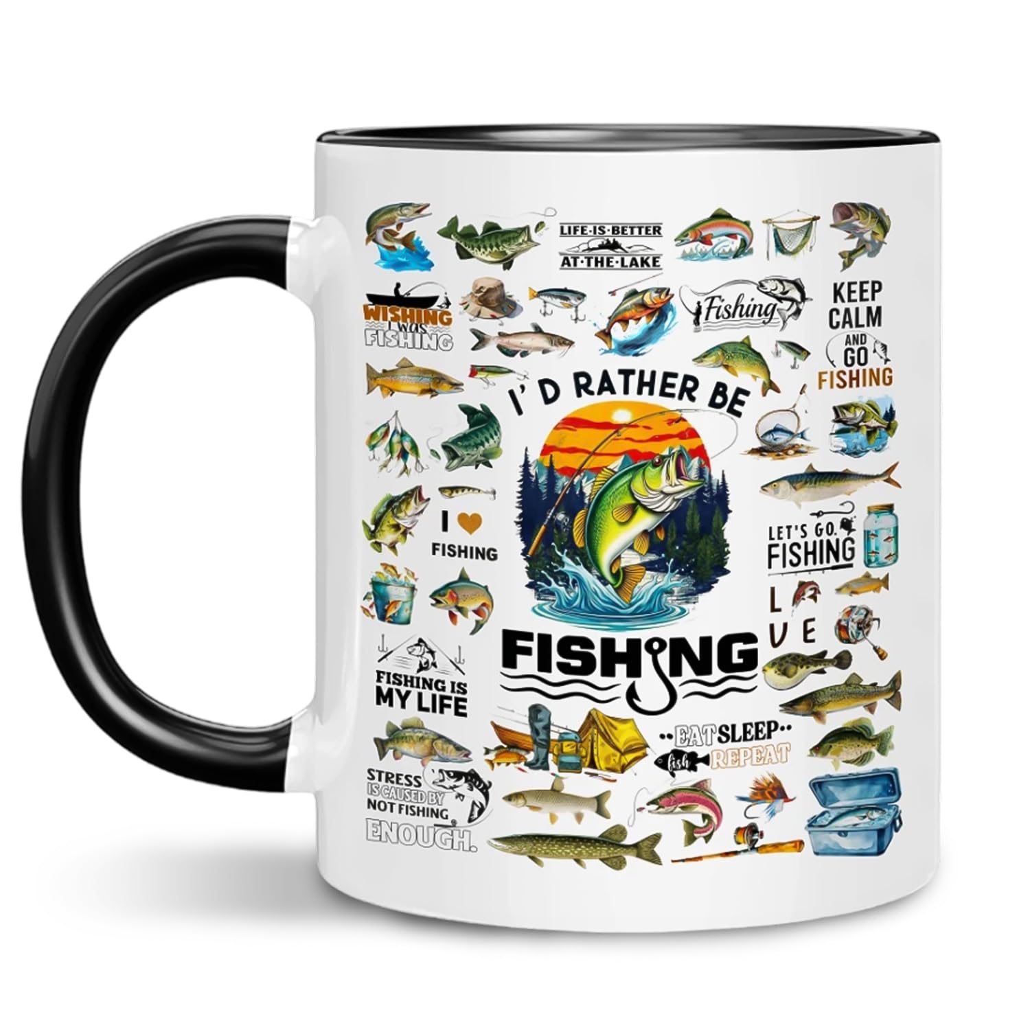 Fishing Gifts for Men, Funny Fishing Mug, Premium White Ceramic Cups, Insulated Funny Mugs for Men, Great for Home, Office, Camping, Thoughtful Gift for Dad, Him