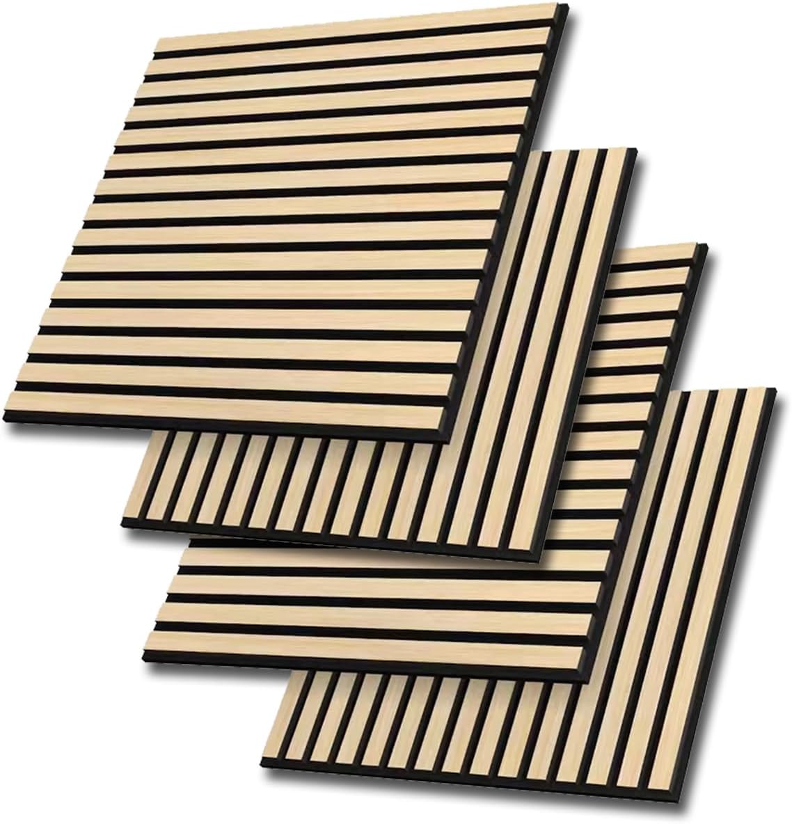 Acoustic Wood Slat Wall Panels, 4-Pack  23.6 x 23.6 x 0.7 Inches, Sound Absorbing Wood Wall Panels for Stylish Interiors  Covers 15.5 Sq. Ft. (13# Classic Oak)