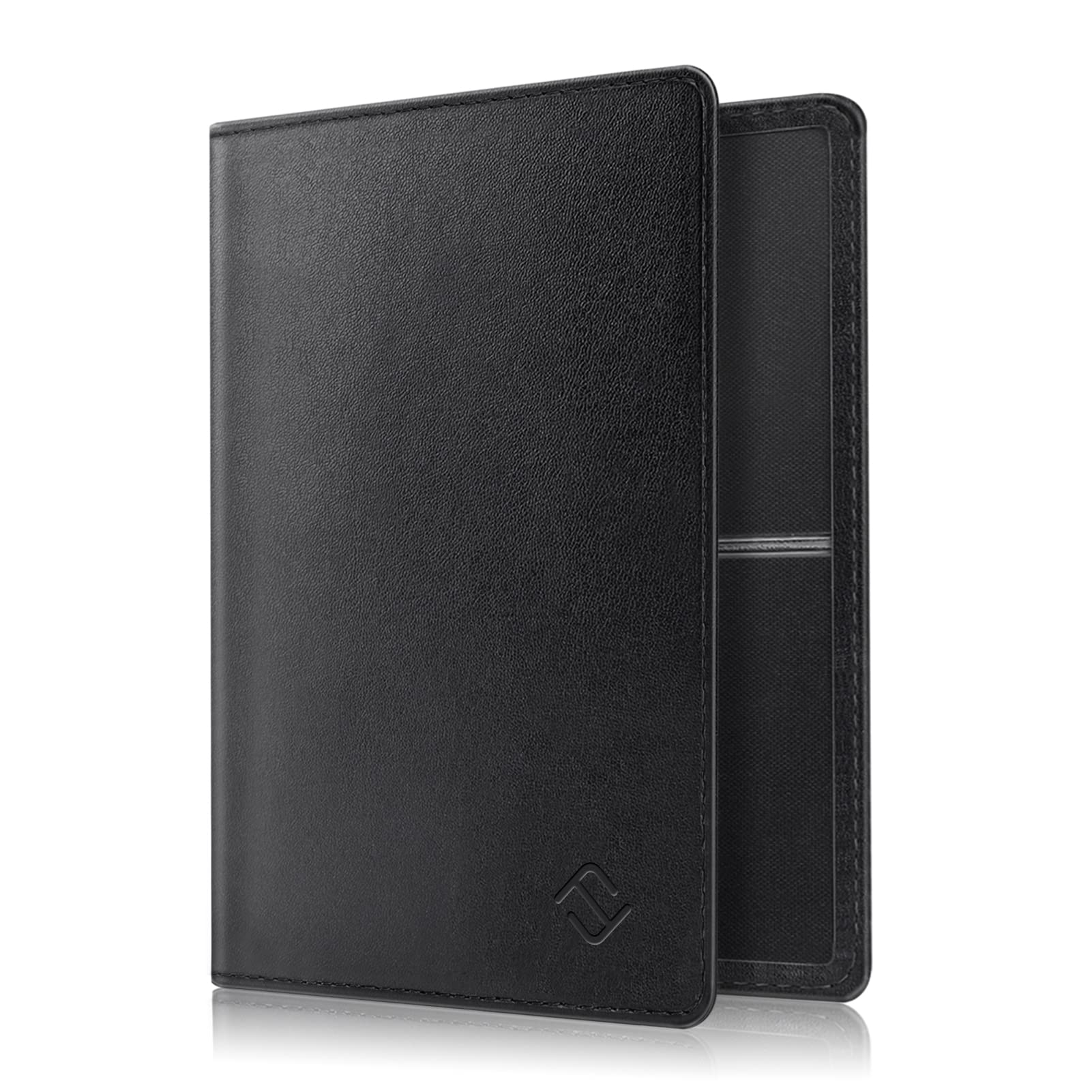 FINTIE Fahrzeugschein Hülle für Zulassungsbescheinigung - Ultradünne Leichte Fahrzeugscheinetui Kreditkartenetui aus Kunstleder Tasche für KFZ Fahrzeugschein/Ausweis/Karten, Schwarz