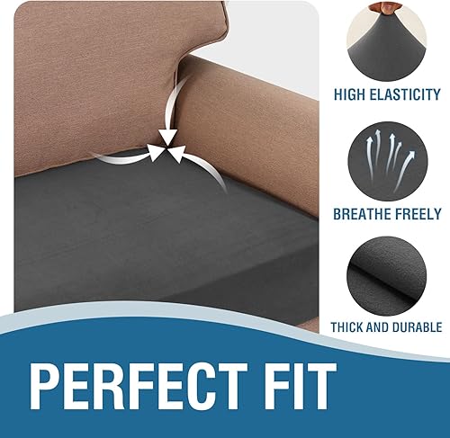 Miniatura 6 de H.VERSAILTEX Fundas de cojín de vellón para sofá, fundas elásticas para sofá de 3 plazas, fundas gruesas y suaves, lavables (funda de cojín de 3