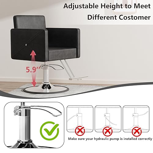 Miniatura 6 de LOUVIXA Silla de salón para estilista de peluquería, silla de peluquería, silla de peinado, asiento extra grueso y construcción de acero duradero,