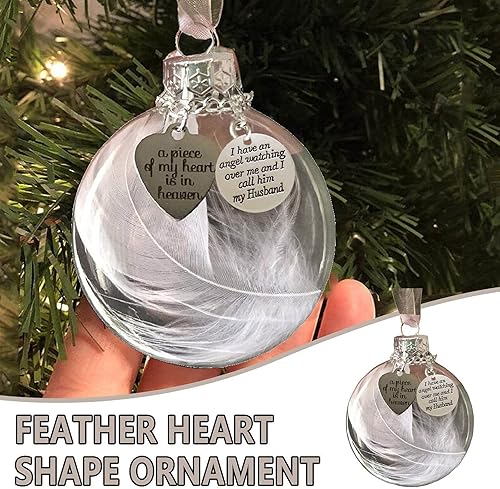 Miniatura 2 de kdhgoo Christams - Esfera colgante de plumas con placa de nombre de corazón, 1 pieza de My Heart is in Heaven, exquisito colgante de ángel