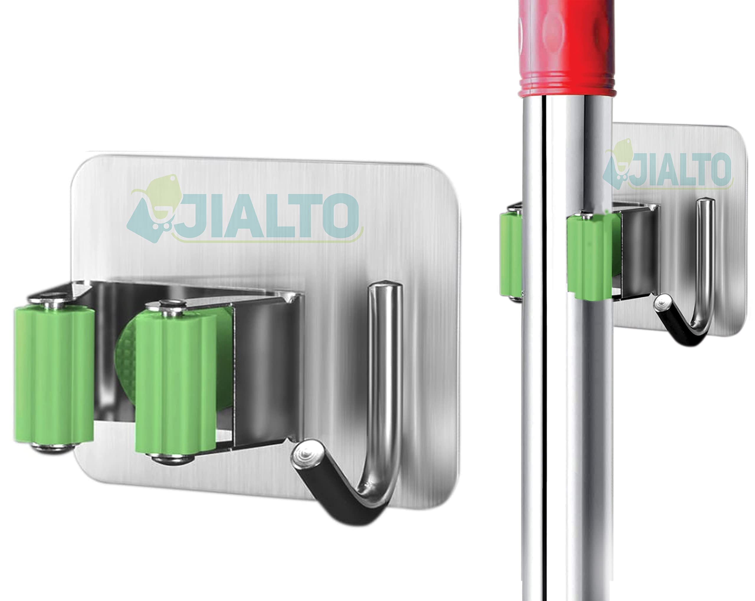 JIALTO Stainless Steel Mop and Broom Holder, Broom Holder Wall Mounted, Adhesive Storage Solutions for Broom Holders, Garage Storage Systems Broom Organizer (Pack of 1, Green) (B0BVV8Q9RS) Amazon Price History, Amazon Price Tracker