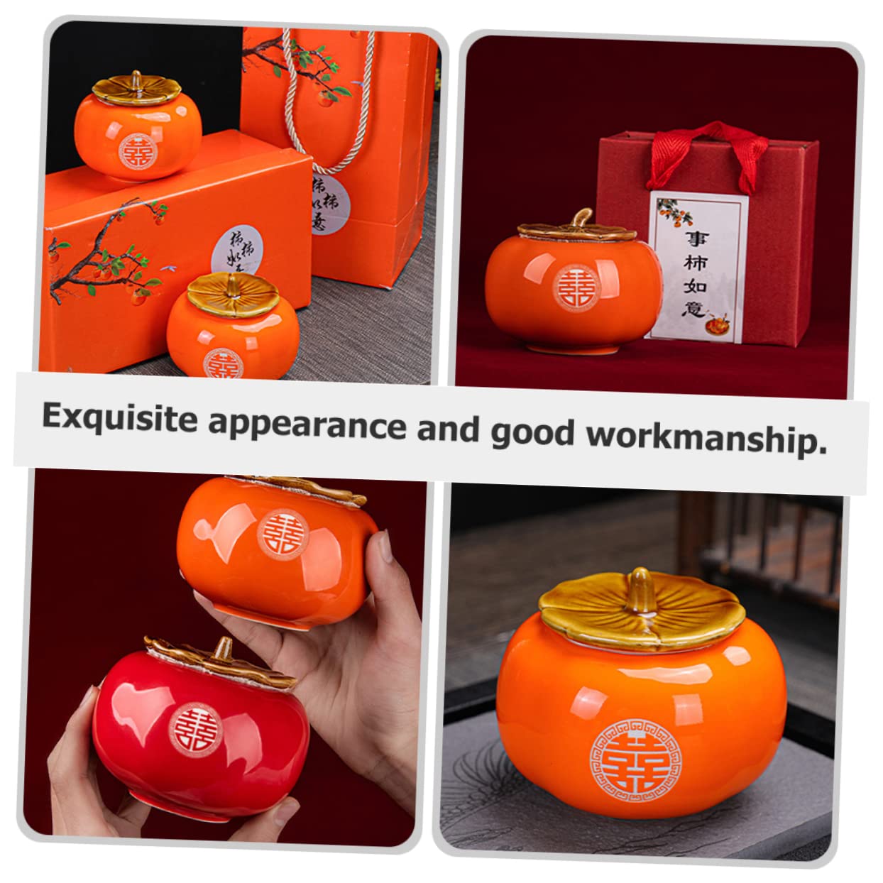 Amazon｜CRAFTHROU 柿密封缶 緩い茶器 家庭用ティーキャニスター 繊細