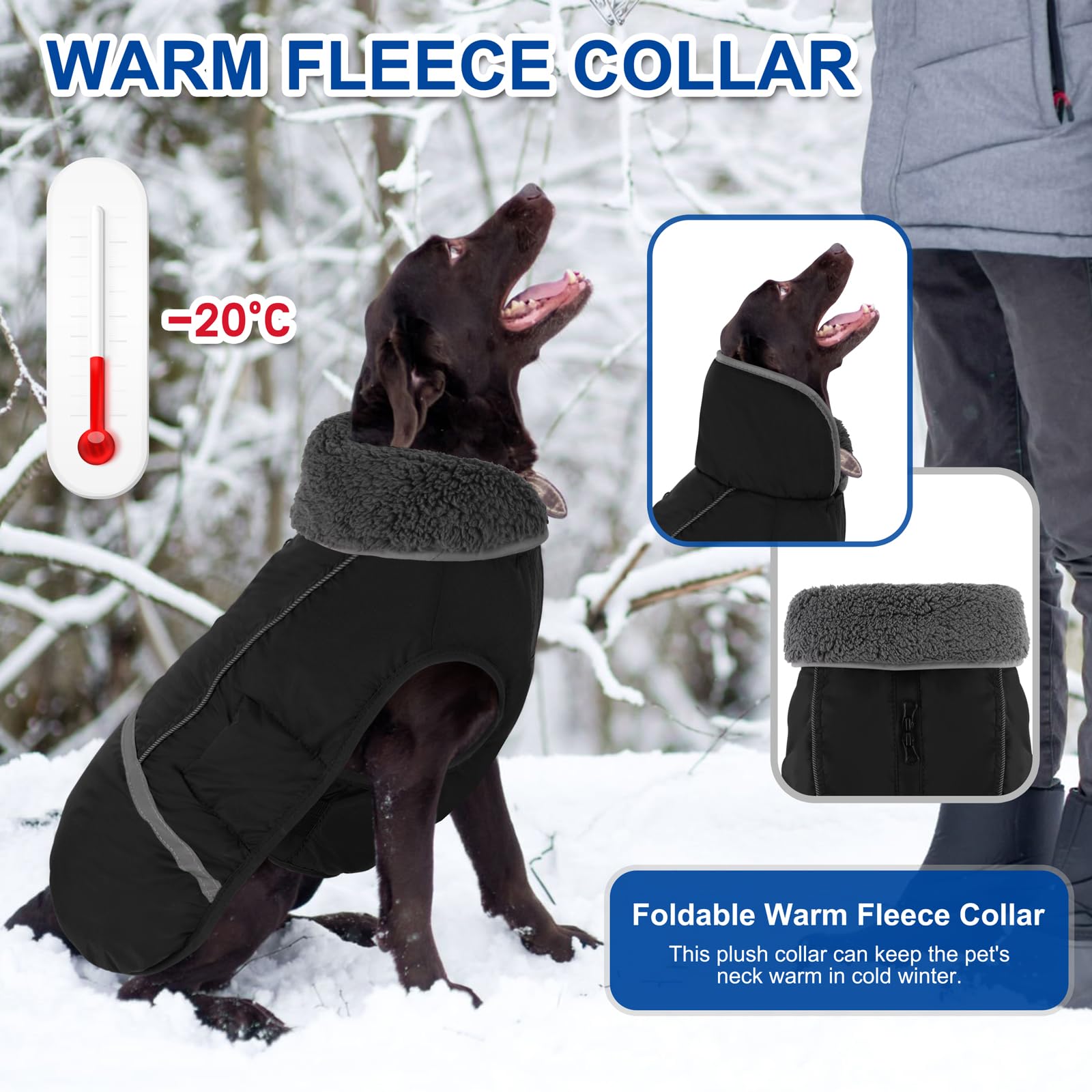Doglay Cappottino per cani, impermeabile per animali domestici, per la stagione fredda, con colletto in pelliccia spessa, giacca invernale riflettente per cuccioli, calda fodera in pile, per animali