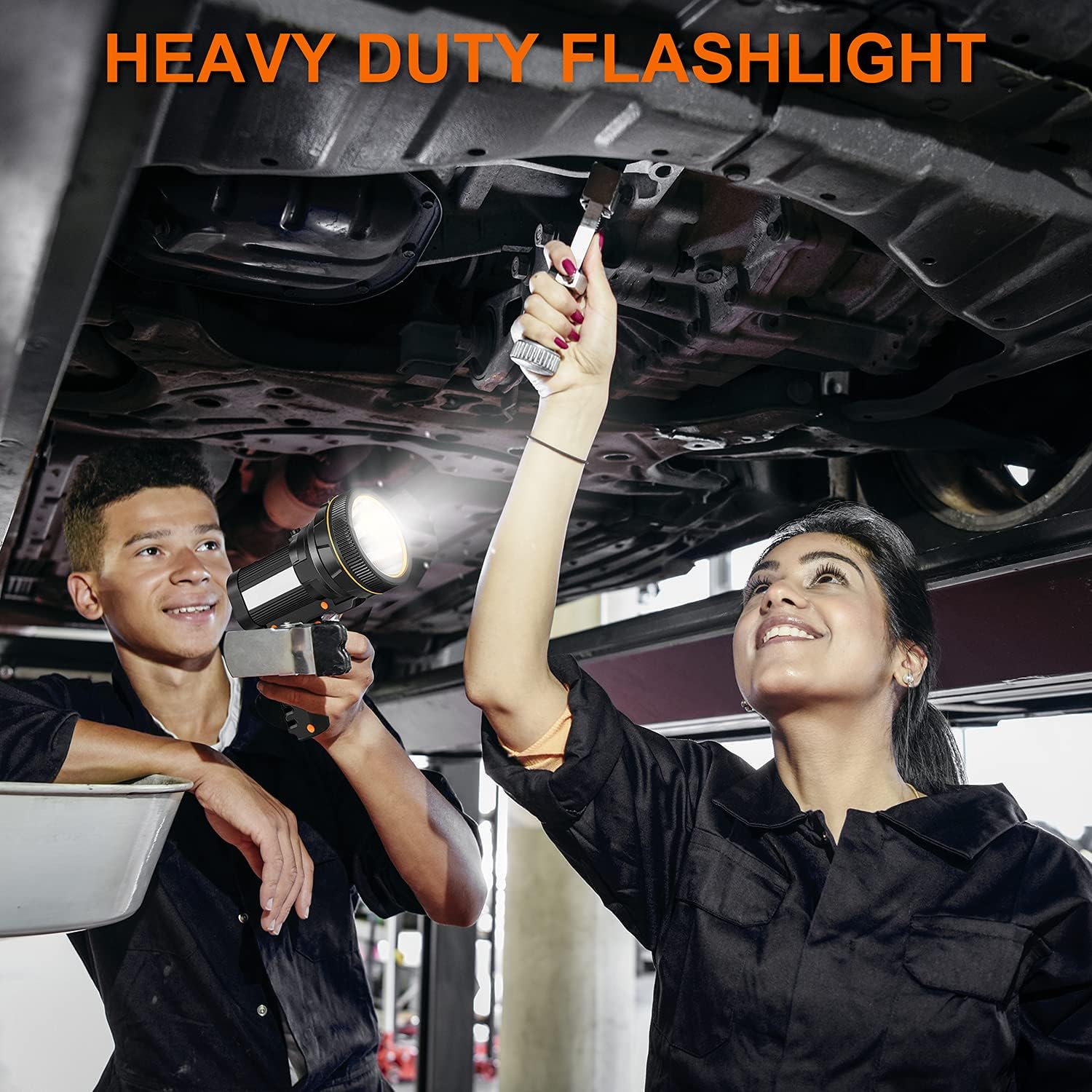 Spot Lights Outdoor Handheld, High-Power Flashlight 9600LM 20 Hours Long Standby, 3+3 lamp Modes Rechargeable Spotlight, Waterproof Flashlight with USB Output as a Power Bank (Black&Yellow) : Tools & Home Improvement