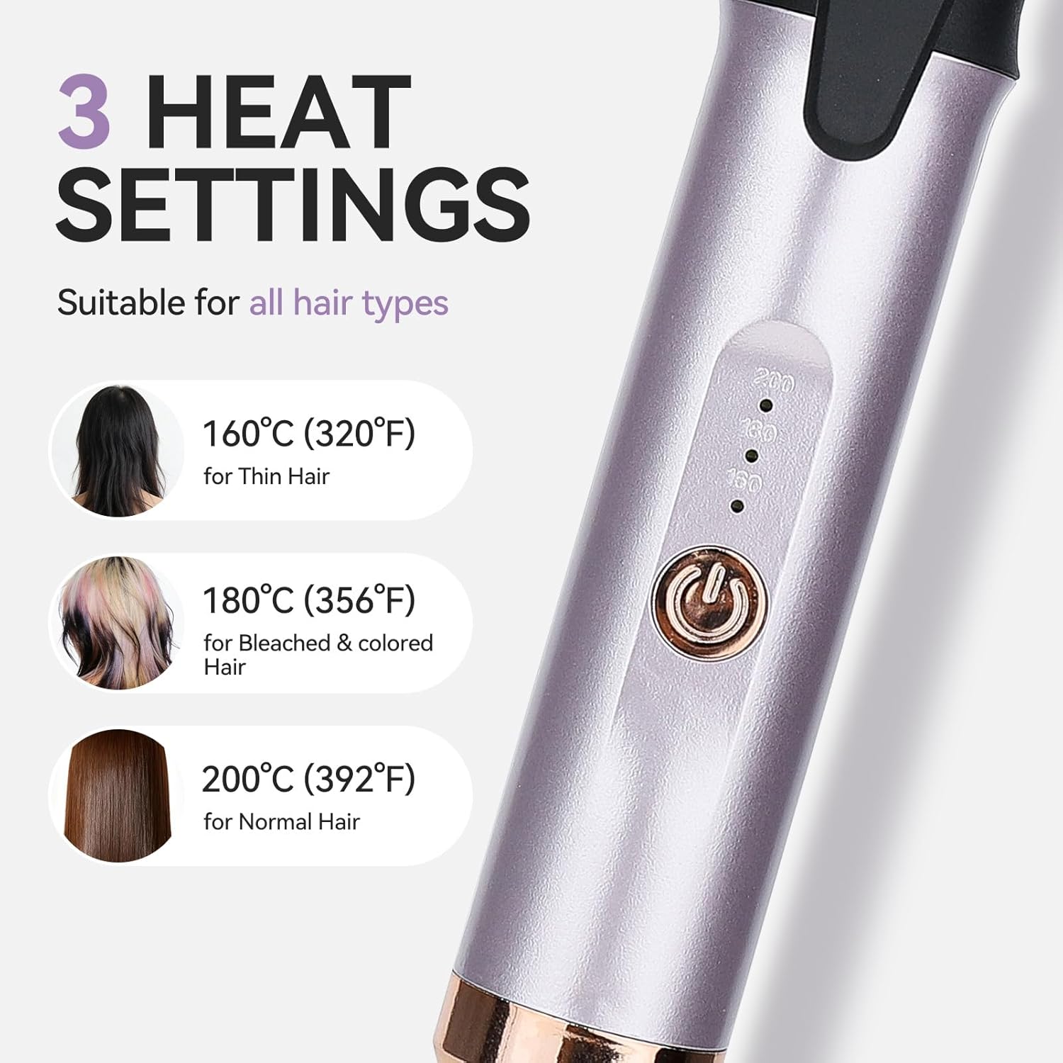 Travel Curling Iron Mini: Hair Curler USB Rechargeable Portable with 3 Setting Temp 200 Million Negative Ion Curlers for Short Hair