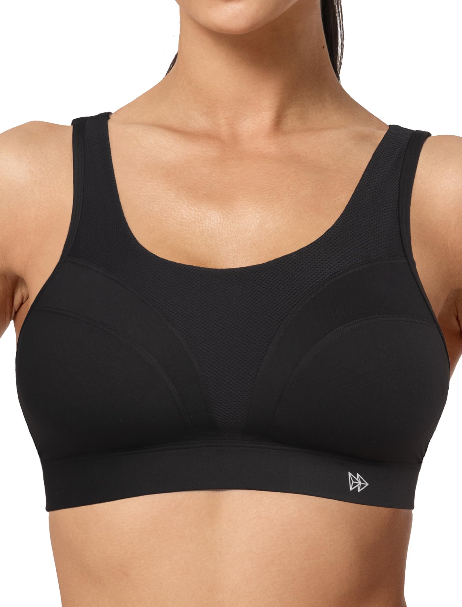 Yvette Sport BH U-Rücken Verstellbar Träger Starker Halt Gepolstert Fitness Joggen Bra,Schwarz,XXL