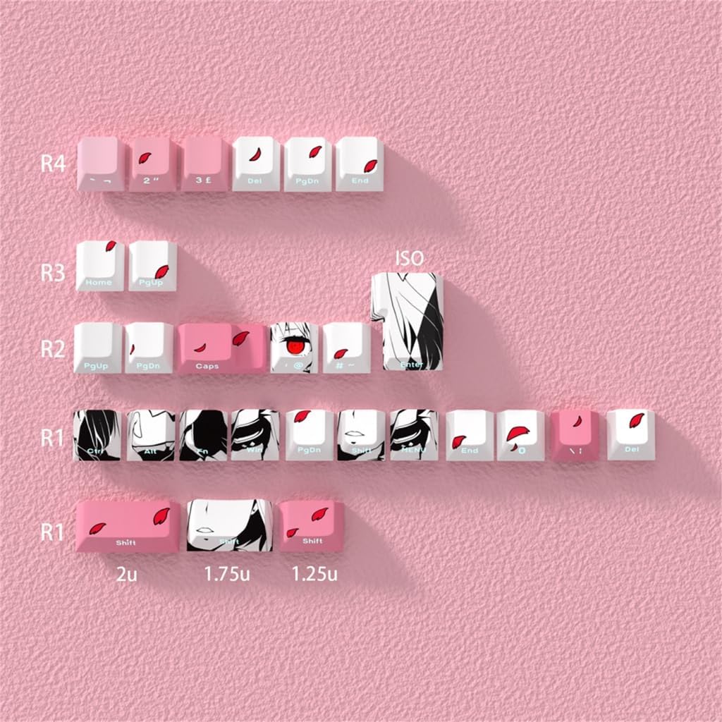 136PCS Keycaps Double Shot Side Print Backlit Keycaps for Mechanical Keyboards Girl Keycap Side Print PBT Keycaps 136Key Backlit Keycap for Mechanical