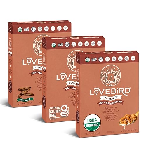 Miniatura 10 de Lovebird Paquete de 3 cereales sin azúcar sin gluten, cereales orgánicos sin cereales, sin lácteos, sin azúcar, sin refinado, bocadillos saludables