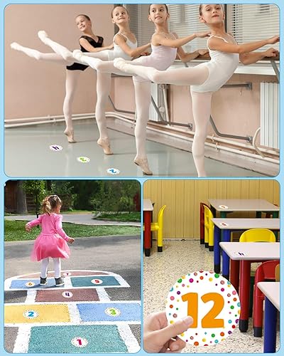 Miniatura 6 de PETCEE 36 calcomanías de confeti para el suelo del aula, 36 unidades, calcomanías de números de confeti para aula, jardín de infantes, preescolar,