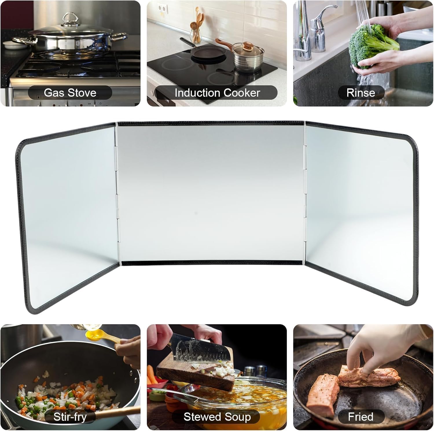 Bhajanshree Foldable Oil Splash Guard for Gas Stove | Stainless Steel Kitchen Shield for Frying & Cooking | Anti-Splash, Windproof, Heat Resistant Stove Protector (4 Sided Splatter) 3