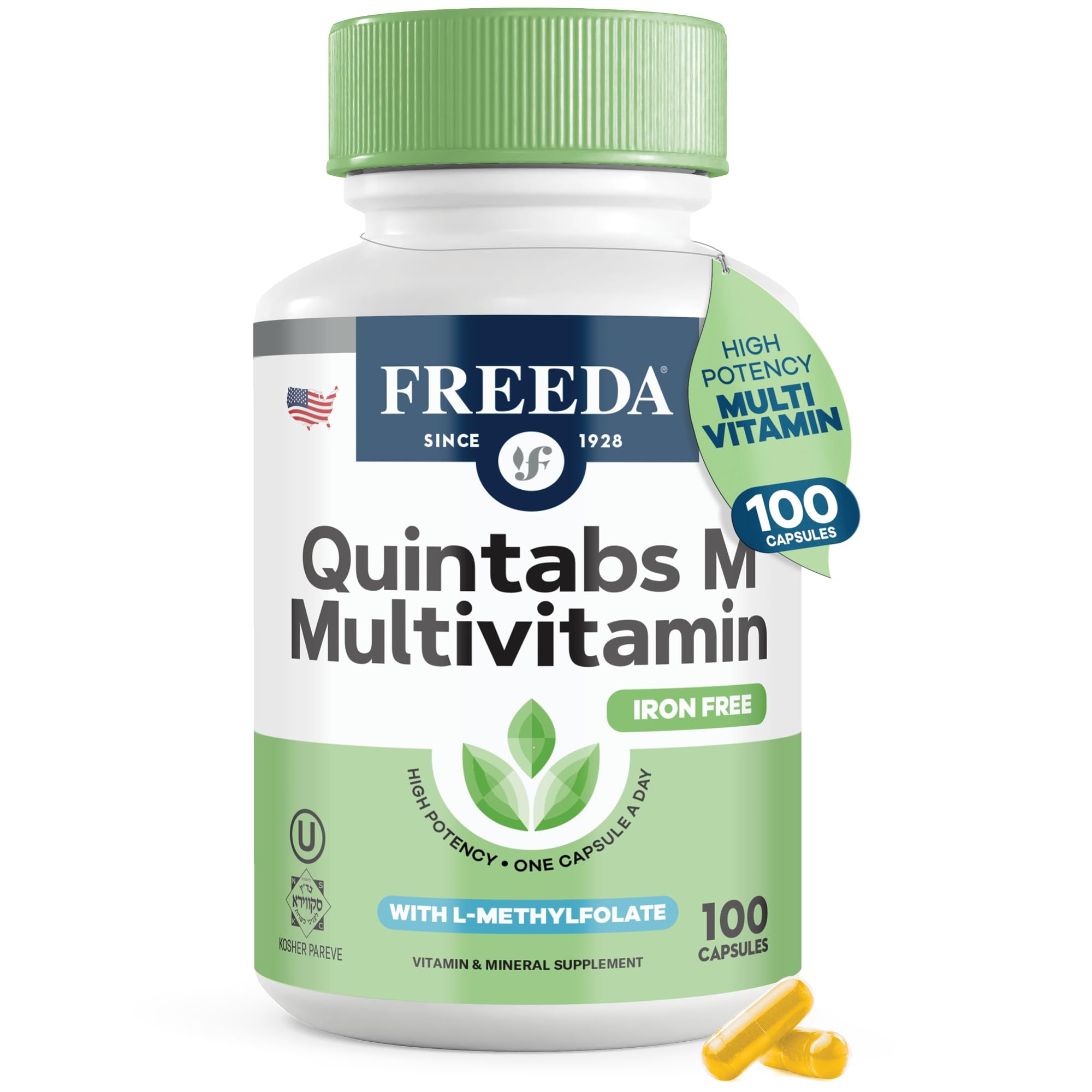 FREEDA One Daily Multivitamin Without Iron for Men & Women, High Potency