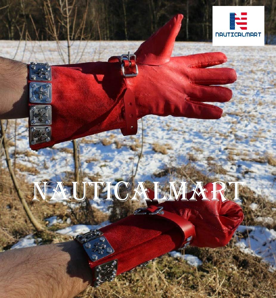 Nautical-Mart Renaissance Leather Guantlets Knight Reenactment Reenactors Stage Props Historical Accessories