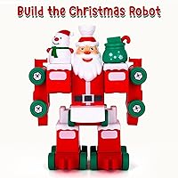 Vista 3 de ArtCreativity Juguete transformador de Papá Noel, 73 piezas con función de construcción STEM, juguete de tren de Papá Noel para niños de 5, 6, 7, 8