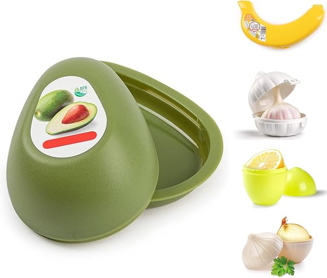 Plastic Reusable Vegetable Storage Box Avocado Safe Box Banana Case Lemon Saver Freezer Fridge Holder Left Over, Fresh-Keeping Cases (Avocado Saver Box)