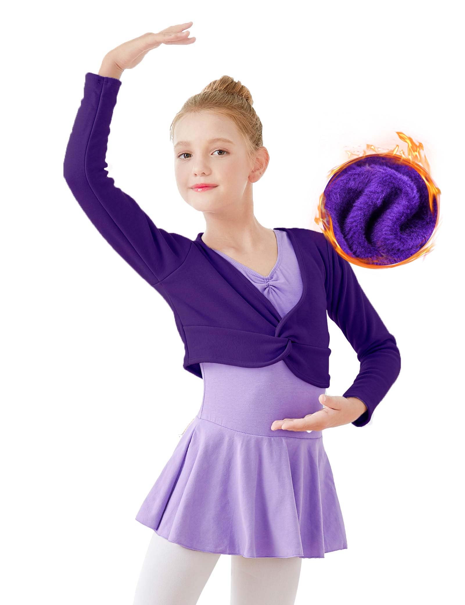 Daydance Girl's Dance Crop Tops Ballet Wrap Shrug Sweater Long Sleeve
