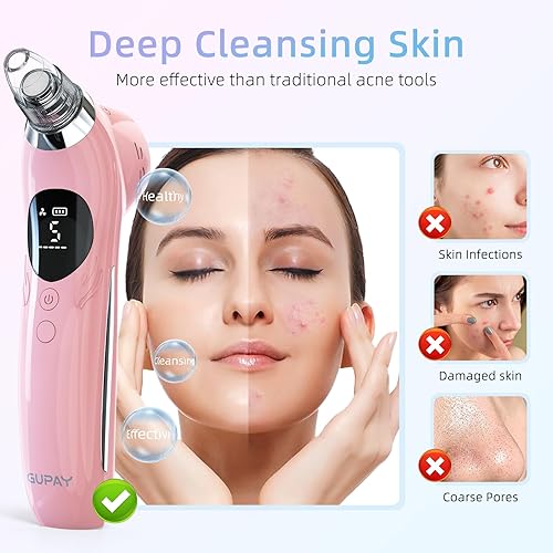 Miniatura 3 de Removedor de puntos negros, aspiradora facial, limpiador de poros eléctricos, comedones, 5 sondas de succión y 5 niveles de succión, herramientas